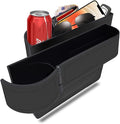 Car seat gap filler organizer,Multi-function car seat storage box 2 packs,Adjustable Cup Holder car console side storage box Holders phone, sunglasses,car accessories (Black Style 4)