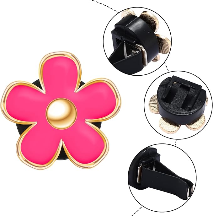 6 Pcs Daisy Flower Air Vent Clip Accessories Air Conditioning Outlet Clip Car Air Freshener Dashboard Accessories Charm Car Inter Decor(2.5 cm, 3 cm, 3.3 cm,Red)