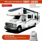 RV Windshield Window Snow Cover for Class C Ford E450 1997-2025 Motorhome, Windshield Cover for Ice and Snow RV Front Window Sunshade Cover RV Accessories 4 Layers with Mirror Cutouts Zipper