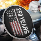 250 Years American Flag Steering Wheel Cover Sun Shade Anti-Heat Aluminum Foil Auto Interior Protector for Men, Block UV Rays Cool in Summer Vehicle Accessories Universal