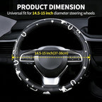 Western Cowboy Pattern PU Leather Steering Wheel Cover, Non-Slip Neoprene Lining, Universal Fit 14.5-15 Inch for Car, Truck, SUV