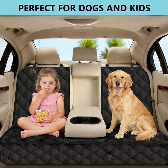 SNZ Dog Car Seat Cover for Back Seat, 100% Waterproof Pet Seat Protector, Bench Backseat Covers for Dogs (53” Width), Scratch Proof Nonslip for Most Cars, Trucks, and SUVs