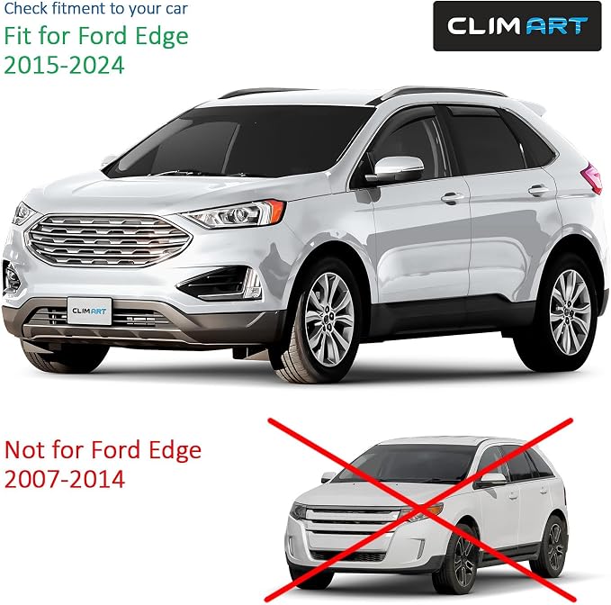 in-Channel Incredibly Durable Rain Guards for Ford Edge 2015-2024, Original Window Deflectors, Vent Window Visors, Vent Deflector, 4 pcs. - 615076