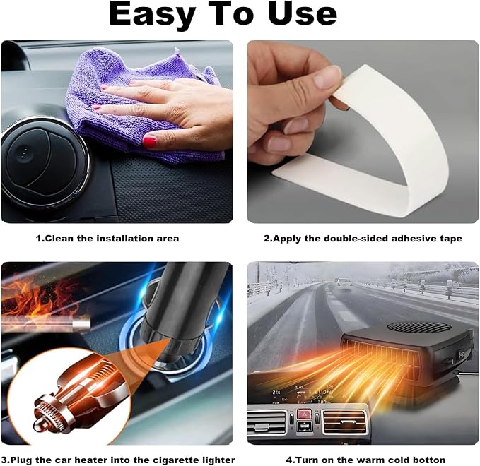 Portable Car Heaters for Vehicle,12V Car Heater that Plugs into Cigarette Lighter,360° Rotatable Windshield Defroster 200W Fast Heating in 60s Portable Heater for Car,RV,SUV