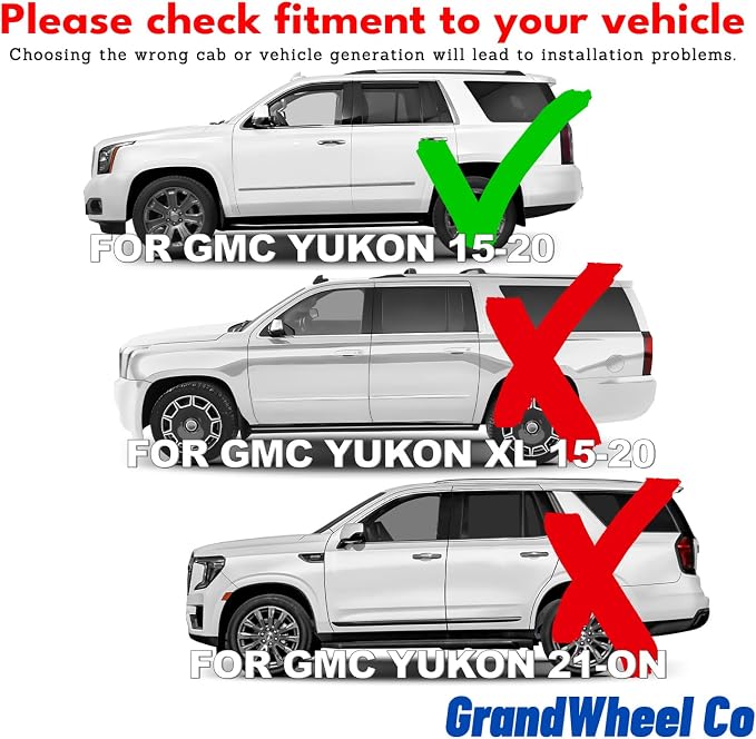 GrandWheel Window Deflectors Smoke Tinted in-Channel Side Window Vent Visor Deflectors Rain Guards Compatible with Yukon 2015-2020 - 4pcs. GW0868