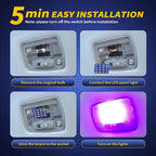 Car Interior LED Lights Accessories with 194 168 T10 / BA9S / DE3175 6418 211-2 578 Festoon Adapters, 48-SMD Panel Lamps for Dome Map Door Trunk Courtesy License Plate Lights (Purple)