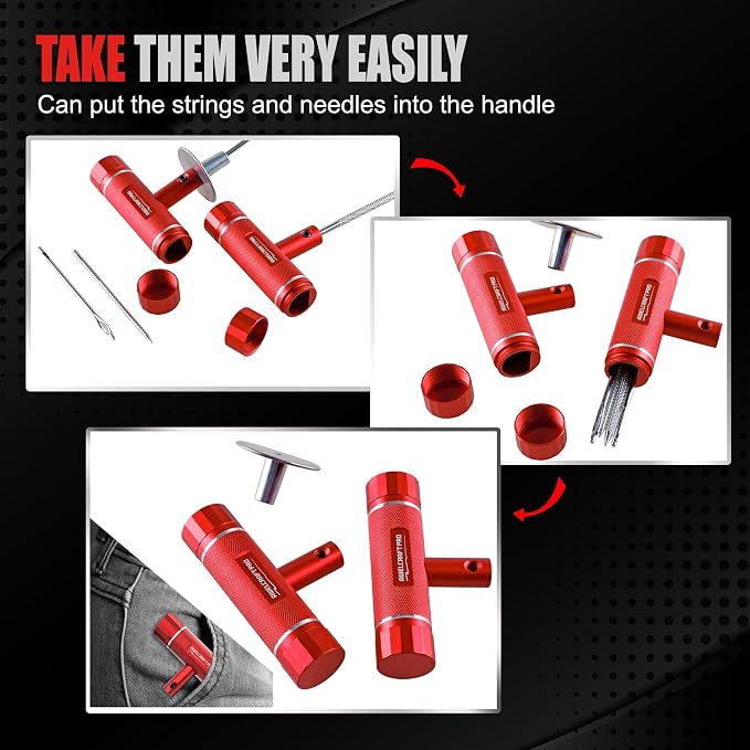 108-Piece Heavy Duty Tire Repair Kit – Professional Flat Tire Plug Set with T-Handle Tools, 4-Way Valve Tool, Pliers, Storage Case