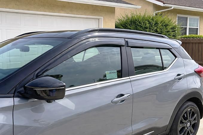 2018-2024 Tape-On Rain Guards for Nissan Kicks Side Window Visor Deflectors Extra Thick Vent Shades 2019 2020 2021 2022 2023
