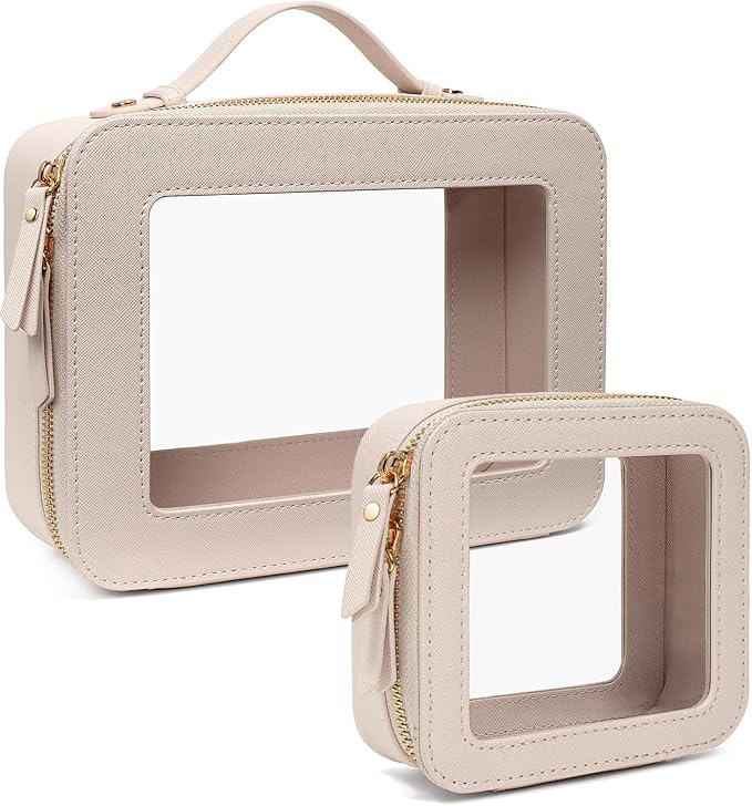 Travel Clear Makeup Bag Set, TSA Approved Cosmetic Bag Case with Zipper Portable Makeup Pouch Toiletry Bag Traveling Cosmetic Organizer Storage Bag Car Organizer Car Essentials