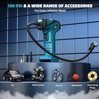 150PSI Tire Inflator Portable Air Compressor: Cordless Air Pump Compatible with Makita 18V Battery - Car Tire Pump with Digital Pressure Gauge & LED Light for Auto, Motorcycles (Tool Only)