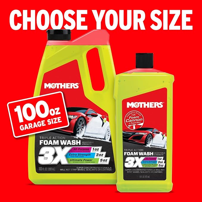 Triple Action Foam Wash, 100 oz. — pH Balanced, Eco-Friendly, Super-Sudsy, Foam Cannon, Safely Clean Without Stripping Wax, Sealant or Coating, Remove Dirt & Grime, Super Concentrated (05610)