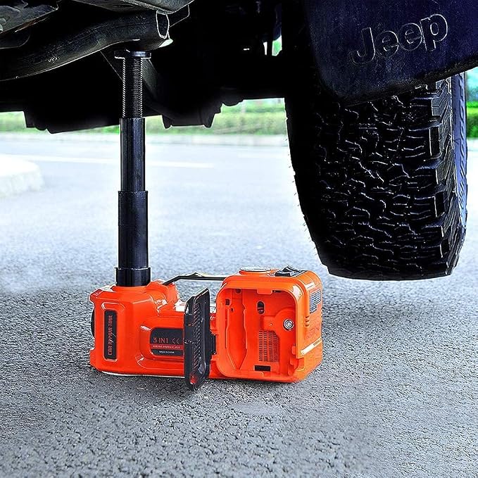 Electric Car Jack 5Ton 12V Kit Hydraulic (Lifting Range: 6.1~17.7 inch) with Inflator Electric Jack for Car SUV Sedan MPV Change Tires Garage Repair Emergency Kit