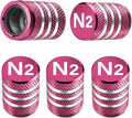 Tire Valve Stem Caps Cover - (5 Pack) Tire Air Cap N2 Nitrogen Metal with Plastic Liner Corrosion Resistant Leak-Proof for Car Truck Motorcycle Bike Pink