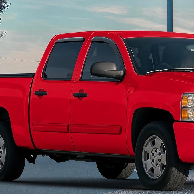 Voron Glass Tape-on Extra Durable Rain Guards for Trucks Chevrolet (Chevy) Silverado/GMC Sierra 2007-2013 Crew Cab, Window Deflectors, Vent Window Visors, 4 Pieces - 120003