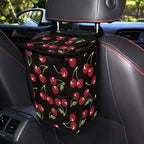 Black Cherry Pattern Car Trash Can with Lid, Leak Proof Auto Trash Bag Hanging Vehicle Garbage Can Multipurpose Storage Container for Back Seat Road Trip