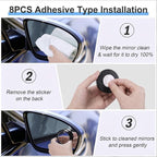 8 Pcs Blind Spot Mirrors for Car, 1.97’’ Round HD Convex Mirror, 360° Wide Angle Side View Mirror with ABS Housing for a wide range of models (black, silver)