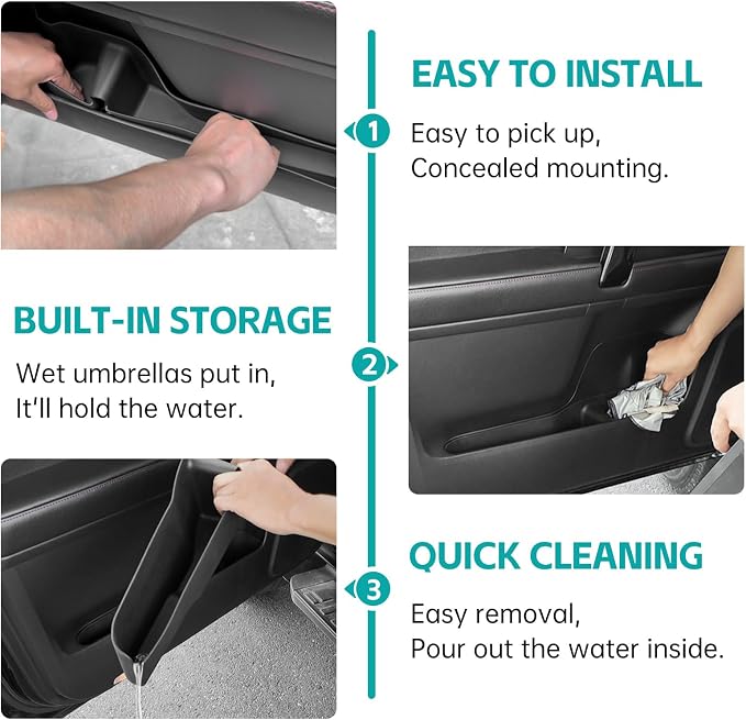 Door Side Storage Box Compatible with 2010-2024 Toyota 4Runner Accessories, Front & Rear 4PCS Door Handle Insert Organizer Tray, TPE Phone Pockets Cup Holder Fit for 4-Runner Accessories