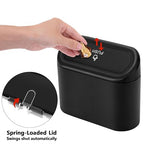 2 Pack Mini Car Trash Can with Lid, Small Car Garbage Can, Cute Leakproof ABS Trash Bin, Cars Accessories for Interior, Garbage Bin for Car, Home, Office with 120pcs Trash Bags Black