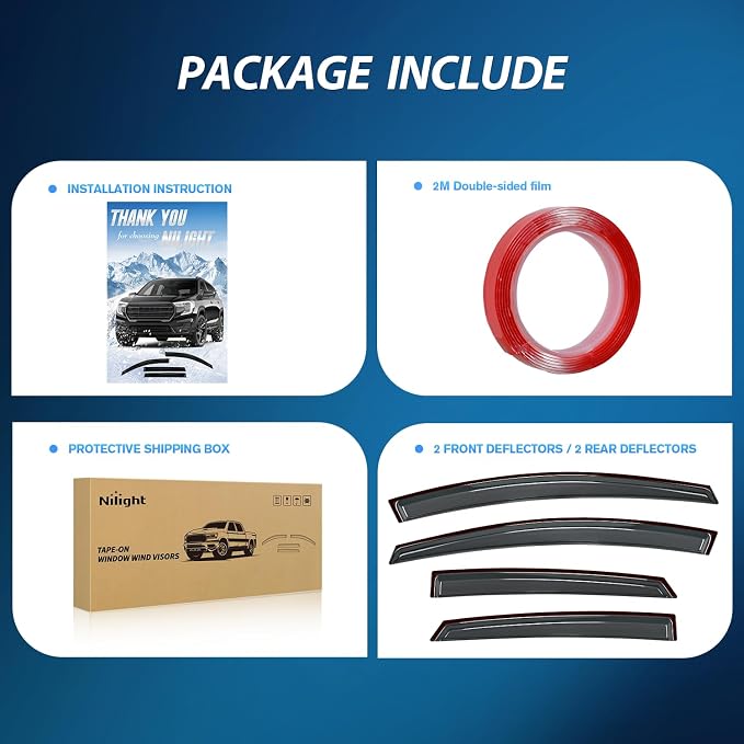 Window Rain Guards for Ford Focus Sedan 2012-2018, NOT for Hatchback Models, Tape-On Wind Deflectors Vent Visors, Smoke Sun Rain Guard, 4PCS