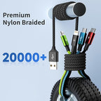4 in 1 Multi Charging Cable, 2 Pack 5FT Charging Cords for Multiple Devices | USB Cable Phone Charger with USB C, IP and Micro, Nylon Braided, Cruise Essentials 2026, Travel Car Accessories