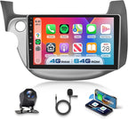 4G+64G Android 15 Car Stereo for Honda Fit 2008-2013 with Wireless Carplay Android Auto, 10.1 Inch 1280 * 720 Touch Screen GPS/WiFi/Bluetooth 5.0/FM/32EQ/SWC/Backup Camera