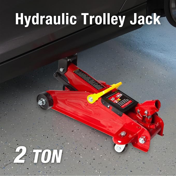 TAM82012-1 Torin Low Profile Hydraulic Trolley Service/Floor Jack with Blow Mold Carrying Storage Case, 2 Ton (4,000 lb) Capacity, Red