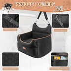 Dog Car Seat - Memory Foam Dog Booster Seats for Small Dogs Up to 25lbs-Elevated Pet Car Seat with Storage Pockets and Dogs Seat Belt-Pet Travel Bed for Front & Back Seats-Removable Washable-Black