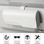 Zpana Sunglass Holder for Car Visor, Leather Auto Eyeglasses Sun Visor Organizer Case with Hidden Magnetic Closure, Auto Protective Glasses Storage Box, Universal for SUV RV Truck (Beige)