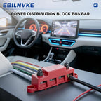 Bus Bar 12V 250A Power Distribution Block 4 x 5/16"(M8) Studs | Marine Bus Bar, 12 Volt Battery Busbar, Terminal Block, Automotive, Car, Boat, Solar Wiring, Positive & Negative