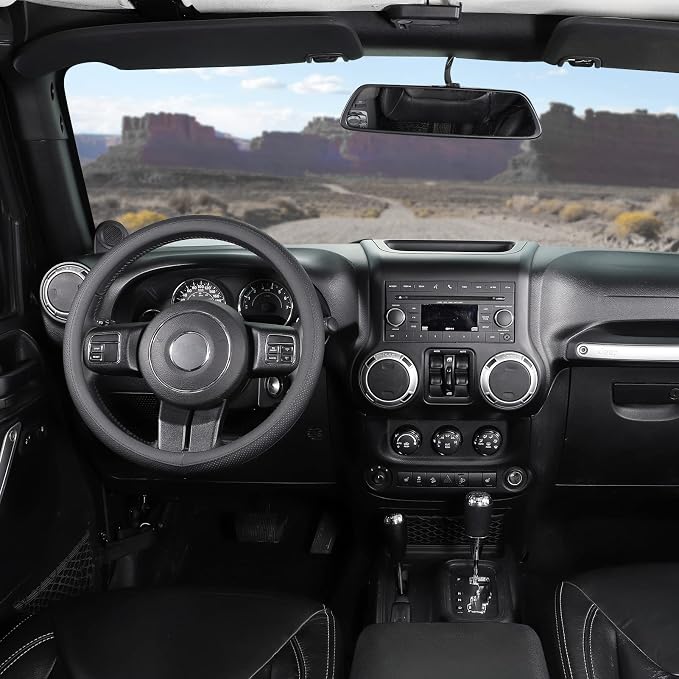 Car Steering Wheel Cover for F-150 Tundra Range Rover Large Size 15.5-16 inch (39.5-41cm) Black Breathable Microfiber Leather