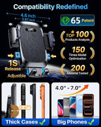 【Upgraded Strongest Suction & Pro Military-Grade Certs 】Ultimate Car Phone Mount【360°Rotatable Suction】Cell Phone Holders Truck Stand for Dashboard Windshield Vent for iPhone 17 Pro Max Samsung,Black