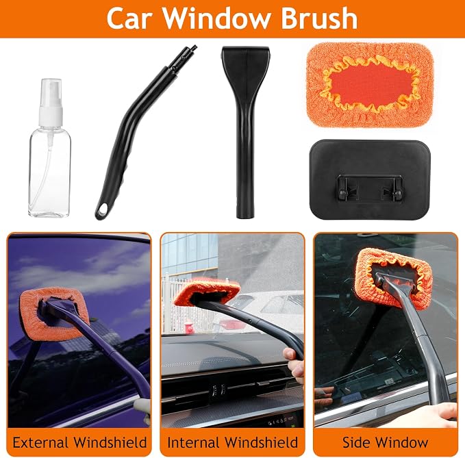 Windshield Cleaner Tool, Car Detailing Kit Interior, Car Cleaning Kit Interior and Exterior Detail Brush, Auto Supplies & Accessories for Men Women