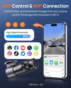 M310 Plus 4K Dash Cam Front with Night Vision, 140° Wide Angle Dash Camera for Cars, WiFi Dashcam with App, Parking Mode, G-Sensor, Loop Recording, Voice Control, Easy Install Car Camera