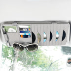 Sun Visor CD Case Holder for Car - Multi-Function Visor Organizer with CD/DVD Storage, Eyeglass Clip, Card Slots & Pen Holder, Durable Leather Car Accessories (Grey)