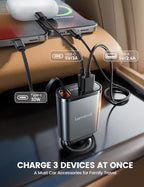 Car Charger USB C for iPhone 17 16 15 Fast Charging [60% More Compact] 57w Type C Retractable Car Charger Fit Samsung Galaxy S25 S24 Ultra Pixel Android, Car Accessories Gifts for Men Women