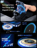 MagSafe Car Mount Charger, 3 in 1 [LED RGB HandsFree] Wireless Car Charger, Magnetic Phone Holders for Your Car- Fast Charging Car MagSafe Charger for iPhone 17/16/15/14/13/12 Series, for Men Women
