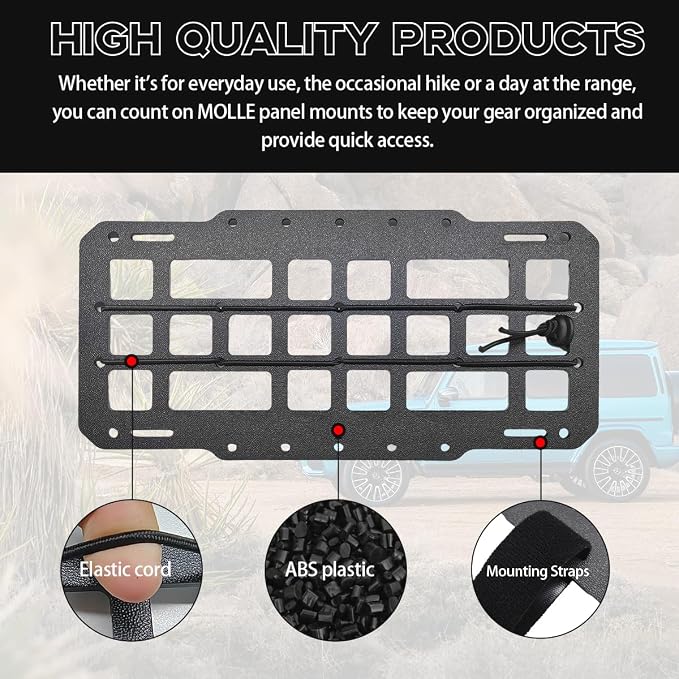 Yourkar Car Rigid MOLLE Panel, Sun Visor Panel Holster Tactical Gear Holder MOLLE EDC Organizer, Rigid Panel Frame Modular Storage Pouch for Auto Visor, Car Accessories