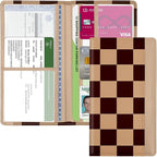 Car Registration and Insurance Holder, with Magnetic Closure for License, Cards and Documents, All Vehicle Needs and Car Accessories (Plaid-Brown)