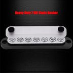 7 x M6 (1/4") Studs Power Distribution Block Bus Bar 12V, 5.9" HD 150A Marine BusBar Battery Distribution Block W/Cover for Car Boat Solar (Black)