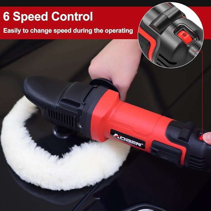 6/7 inch Buffer Polisher,Rotary Car Buffer,1600W Car Polisher Waxer Kit with 6 Variable Speed 1000-3500RPM & 4 Polishing Pads,Detachable Handle for Car Polishing and Waxing