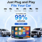 9" Wireless Apple CarPlay & Android Auto Car Screen with 4K Dash Cam, Portable Touchscreen Display with 1080p Backup Camera, GPS Navigation, Mirror Link, Bluetooth 5.0, FM Transmitter & Voice Control