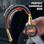 Tire Pressure Gauge with Tube (0-60 PSI), Air Pressure Gauge Certified ANSI Accurate with Large Easy to Read Glow Dial, Tire Pressure Gauge for Car Trucks Bicycle Tires