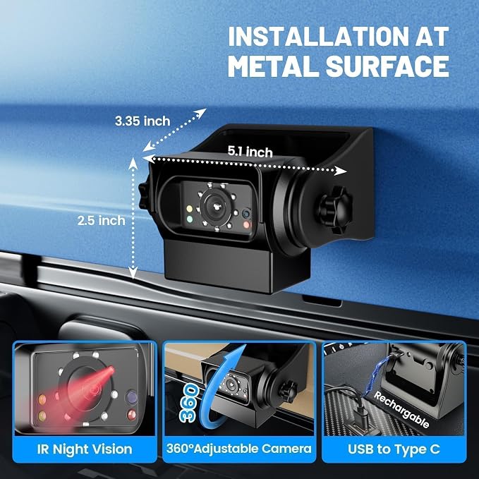 Strong Magnetic Wireless Backup Camera for iPhone Android, WiFi Hitch Camera Rechargeable Battery for Hitch Gooseneck Travel Boat Horse Trailer Truck Camper RV Front Rear View Reverse Back up