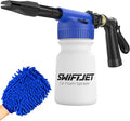Car Wash Foam Gun + Microfiber Wash Mitt - Foam Cannon Works with Any Soap - Garden Hose Car Foam Sprayer - Car Wash Kit - Car Accessories Foam Blaster (Blue Foam Gun with Mitt)