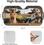 Funny Cows Foldable Windshield Snow Cover, Reflective Accordion Car Windshield Snow Cover, Sun Visor for Car Windshield, Ultimate Heat & UV Protection, Suitable for Most Cars, 57.1" L x 27.6" W