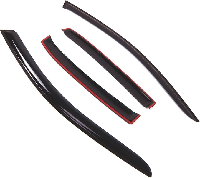 Car Window Rain Guard | Outside Mount Visors Auto Side Window Deflectors | Windows Visor Rain Shields Compatible with 2010-2016 Ford Taurus | 4 Pcs Set, WD2-634, Dark Smoke