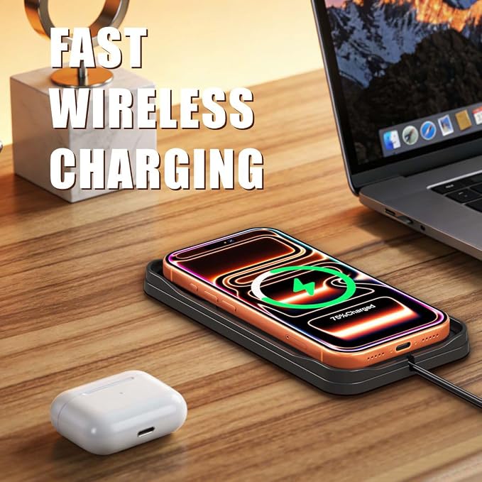 15w Fast Car Wireless Chargers Charging pad Non Slip Charger for Car Wireless Phone Charger for iPhone 17/16/15/14/13/12 Pro, SE3/SE2/XS/X/XR/8, 100cm Cable