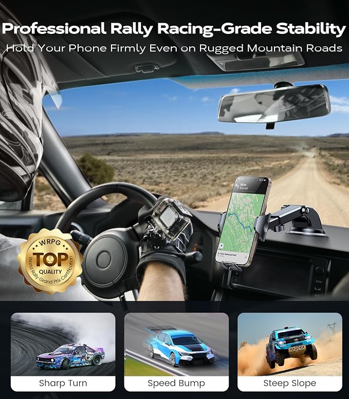 [True Strongest Suction] [Rally Racing-Grade Stability] Phone Holders for Your Car 2025 Upgraded Car Phone Holder Mount Truck Stand Cradle for iPhone Samsung All Phones, Dark Blue