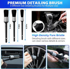 Car Cleaning Kit, Car Vacuum Kit, Gray Car Interior Detailing Kit with 8000PA High Power Vacuum, Including 7Pcs Detailing Brush Set and Bag