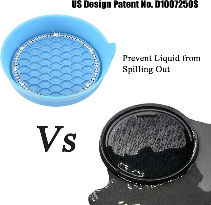 Car Cup Coaster Universal Non-Slip Cup Holders Bling Crystal Rhinestone Car Interior Accessories 4 Pack Light Blue